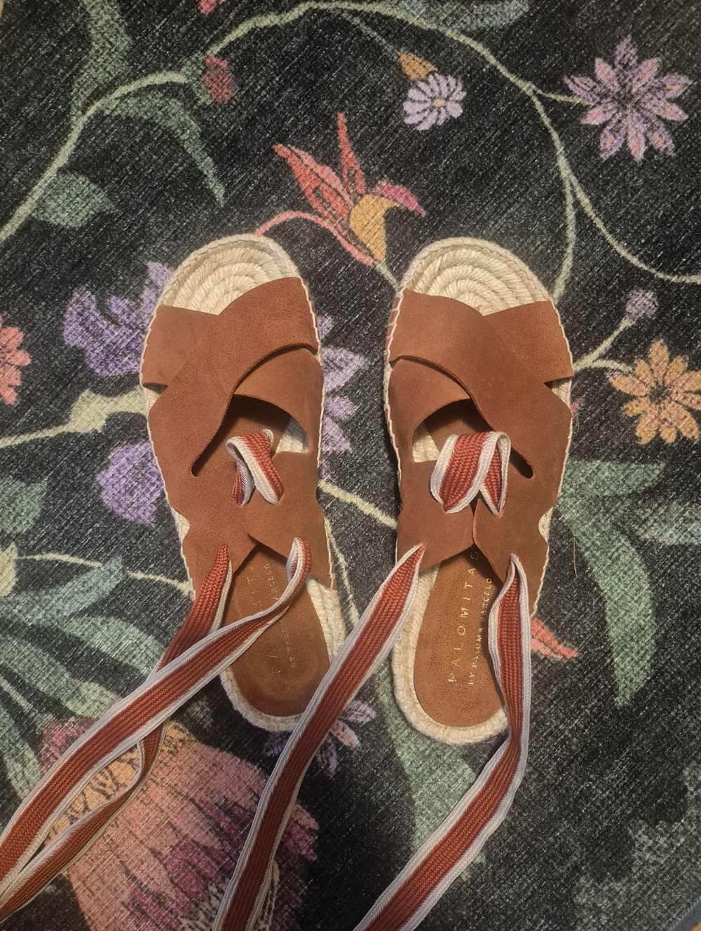 Palomita's Espadrille Ankle-Tie Sandals in Rust Red Size 10 New - Picture 4 of 11